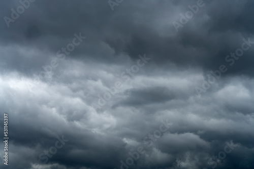 Cyclone movement. Cloudy sky in front of a cyclone or tornado. Clouds before rain. rainy sky