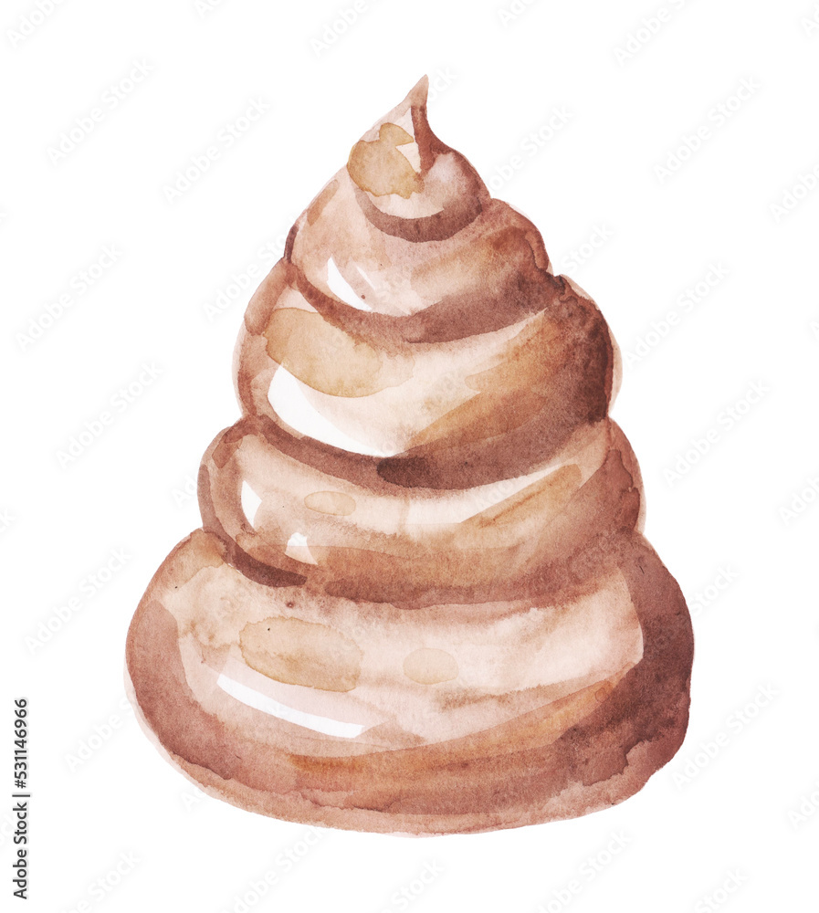 Watercolor big shit isolated over white. also known as dung, poo, crap, turd Watercolor big shit isolated over white. also known as dung, poo, crap, turd