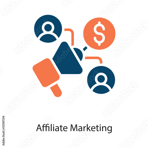 Affiliate Marketing Solid Vector Icon Design illustration on White background. EPS 10 File