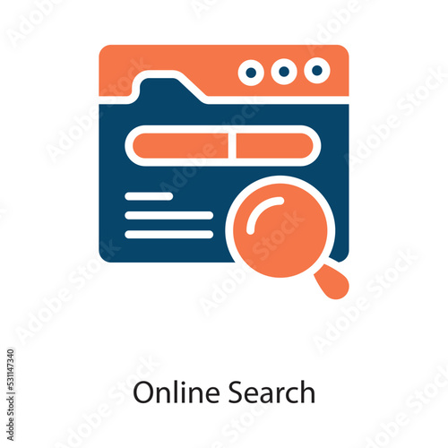 Online Search Solid Vector Icon Design illustration on White background. EPS 10 File