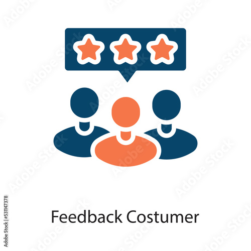 Feedback Costumer Solid Vector Icon Design illustration on White background. EPS 10 File