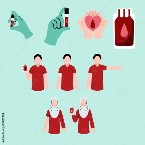 Set of Blood Donation Illustration