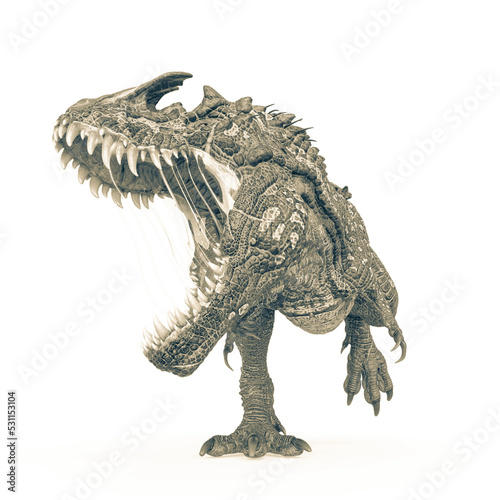 dinosaur monster is attacking on white background side view © DM7