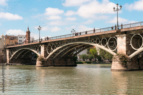 bridge of Triana in Seville, Andalusia, Spaim over the river Guadalquivir © josmanuel