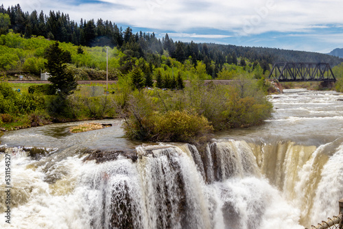 Thunder water over the falls in early spring. Lundbeck Falls PRA, Alberta, Canada