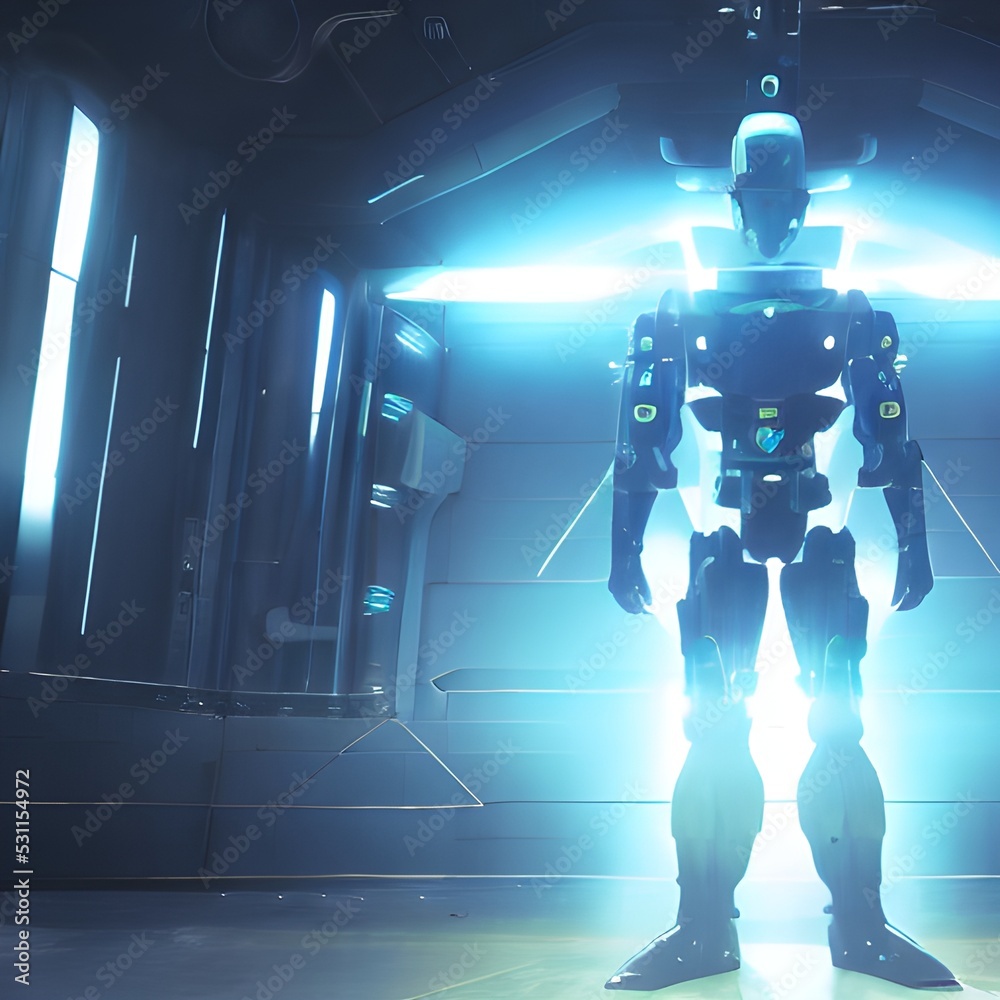Android. Robot, 3d render. scientific technologies. Future. Cyborg illustration