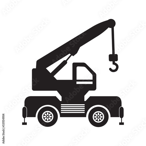 Construction caterpillar crane icon | Black Vector illustration |