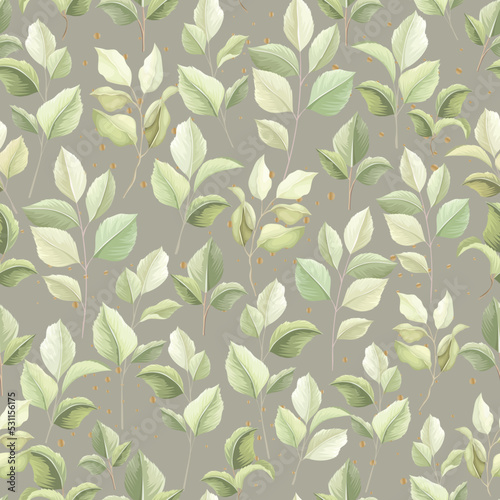 hand drawn frame floral and leaves seamless pattern