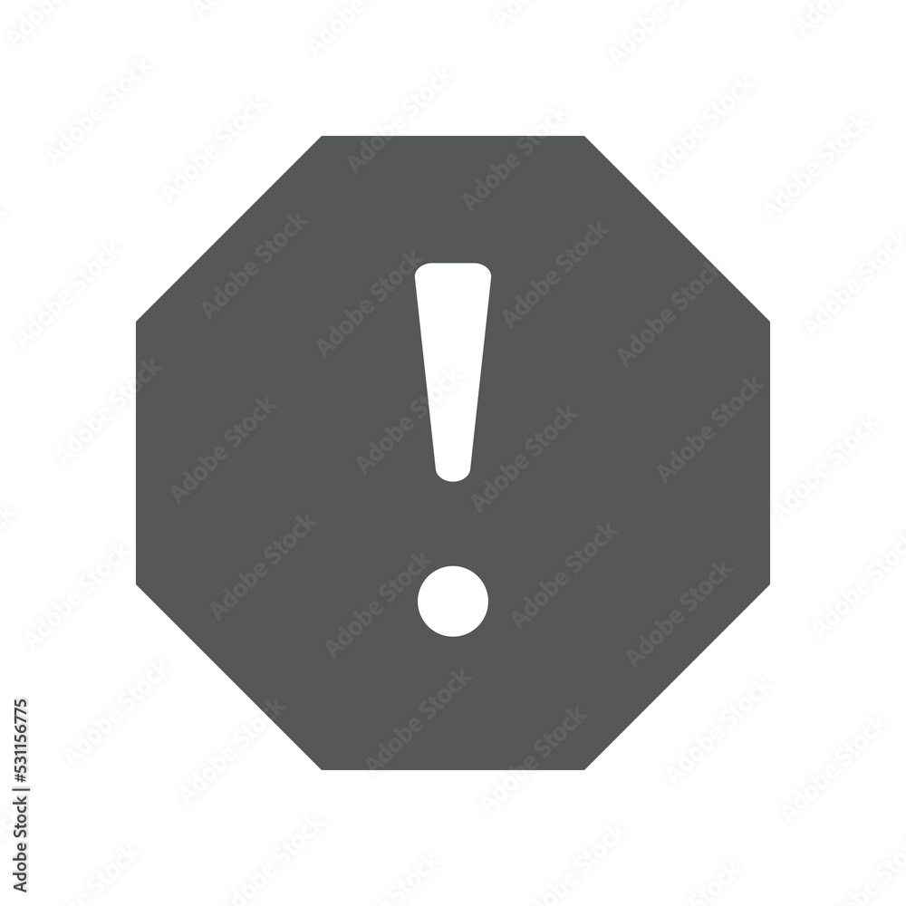 exclamation mark in octagonal shape for hazard warning symbol. Beware
