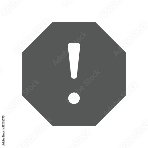 exclamation mark in octagonal shape for hazard warning symbol. Beware secure caution in traffic road. Warning pop up Attention, warning icon. Vector illustration filled outline style. EPS10