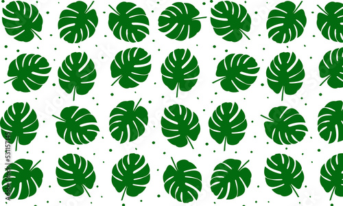 Seamless pattern with beautiful silhouettes monstera leaves