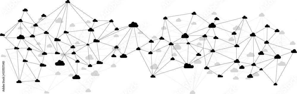 Cloud computing concept polygon dot connected line : Concept of cloud server, Storage and data Cloud computing concept polygon dot connected line : Concept of cloud server, Storage and data
