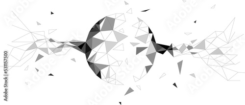 Vector Wireframe polygonal lines Connect dot Geometric sphere isolated on white background. Concept of Big Data and data transformation.