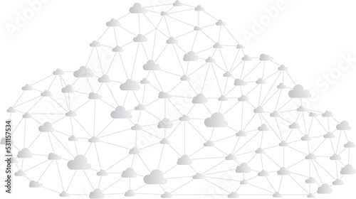 Cloud computing concept polygon dot connected line : Concept of cloud server, Storage and data