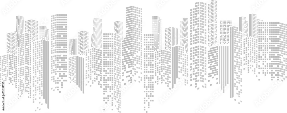 Panorama city Building background with windows pixel shape