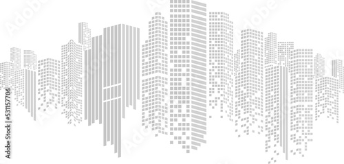 Panorama city Building background with windows pixel shape