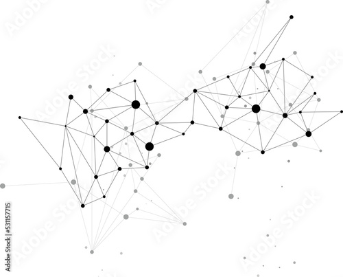 Network Connecting dot polygon background on isolated white background