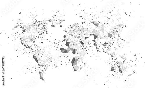 World map dot connection line polygon: concept of digital world, Data connection