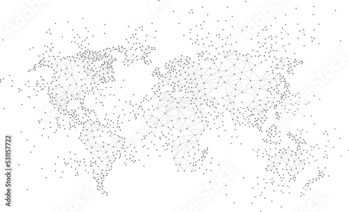 World map dot connection line polygon: concept of digital world, Data connection