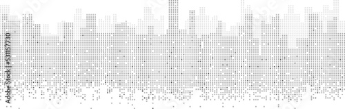 Panorama city Building background with windows pixel shape