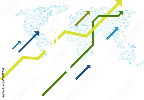 Silhouette of businessman looking through telescope to business trend graph. business concept.