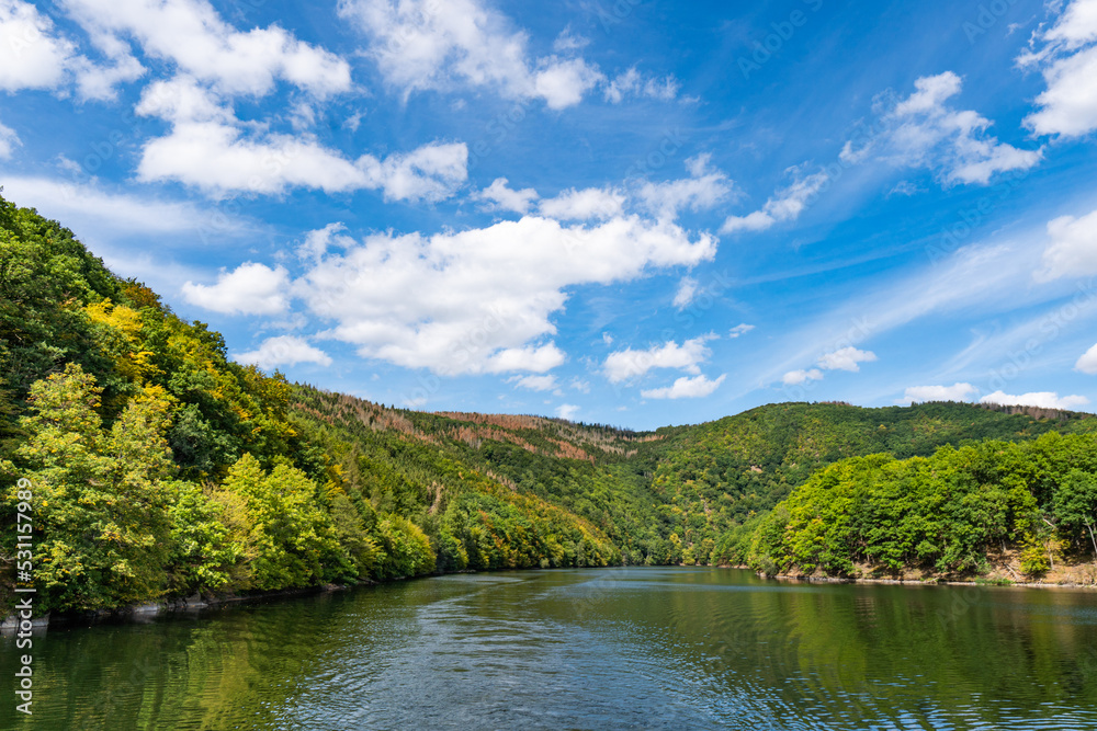 Lake Rursee, In the middle of the Eifel National Park, surrounded by unique natural scenery and unspoilt nature Lake Rursee, In the middle of the Eifel National Park, surrounded by unique natural scenery and unspoilt nature