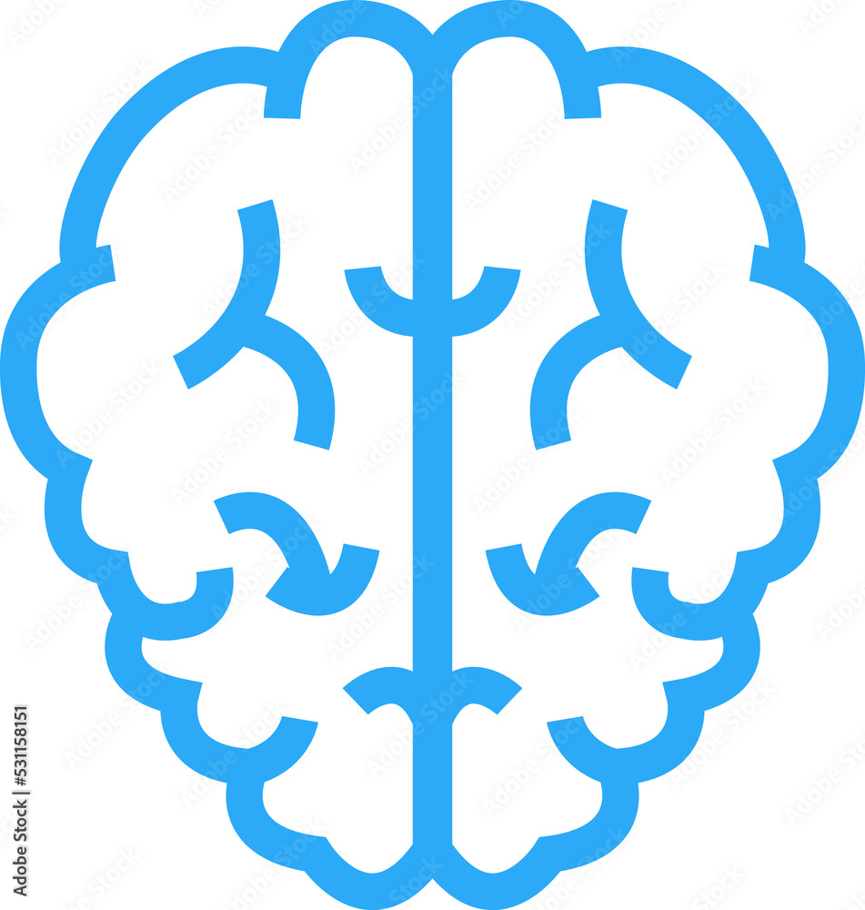 blue clean icon of brain and smart. blue clean icon of brain and smart.