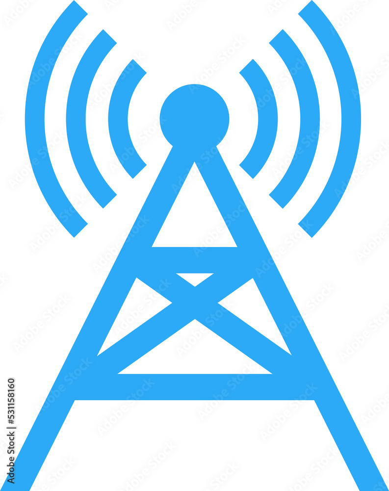 blue clean icon of antenna and technology. blue clean icon of antenna and technology.