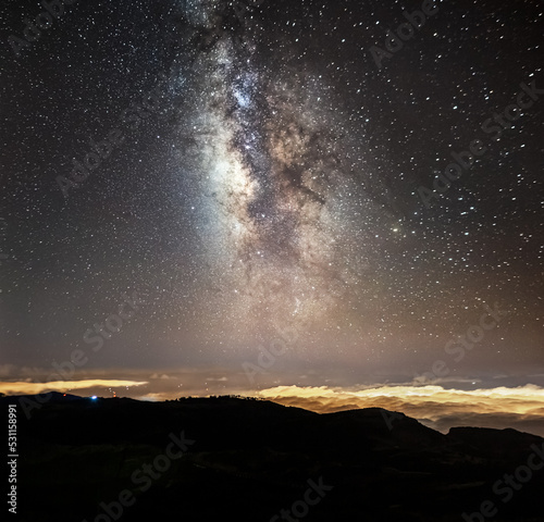 Panoramic shot of the milky way at Pico do Arieiro, Madeira