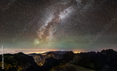 Panoramic shot of the milky way at Pico do Arieiro, Madeira