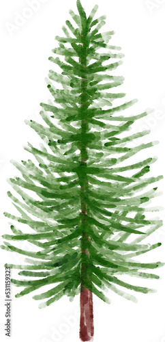 Watercolor Pine Tree Clip Art 