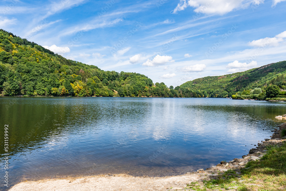 Lake Rursee, In the middle of the Eifel National Park, surrounded by unique natural scenery and unspoilt nature Lake Rursee, In the middle of the Eifel National Park, surrounded by unique natural scenery and unspoilt nature