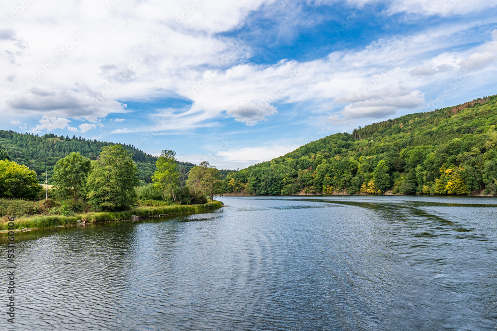 Lake Rursee, In the middle of the Eifel National Park, surrounded by unique natural scenery and unspoilt nature