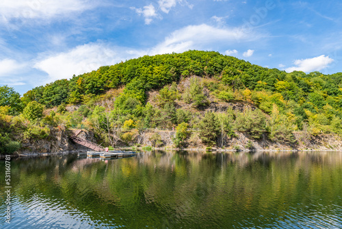 Lake Rursee  In the middle of the Eifel National Park  surrounded by unique natural scenery and unspoilt nature