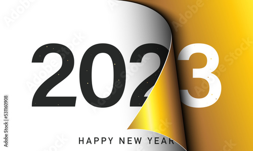 Happy New Year 2023 greeting card design template.