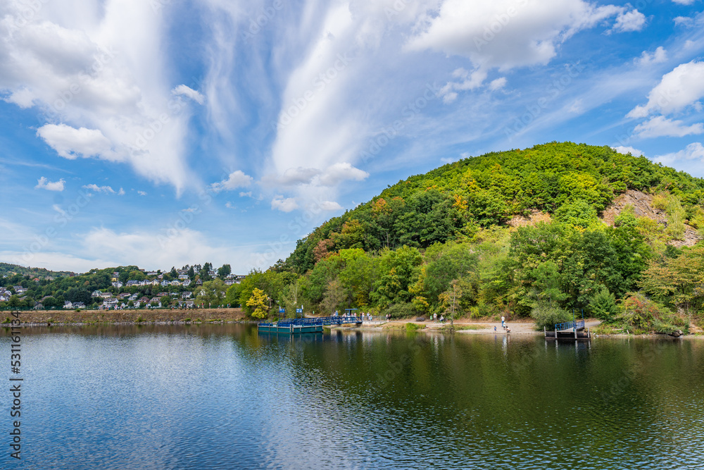 Lake Rursee, In the middle of the Eifel National Park, surrounded by unique natural scenery and unspoilt nature Lake Rursee, In the middle of the Eifel National Park, surrounded by unique natural scenery and unspoilt nature