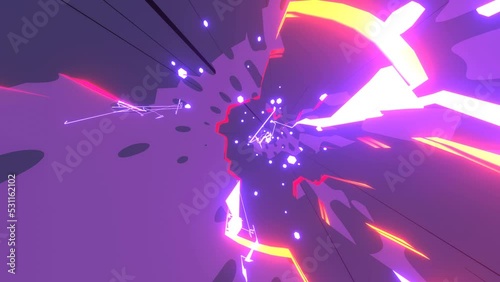 Neon glowing rays in motion. 3D animation