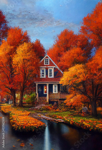 house in autumn