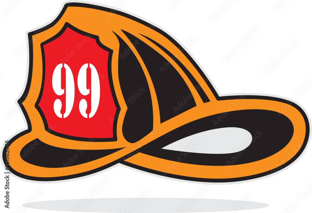 Hand drawn illustration of a firefighter helmet Hand drawn illustration of a firefighter helmet