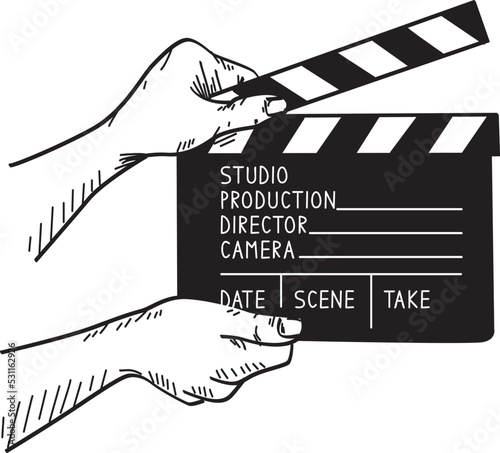 Doodle vector illustration of film set clapper