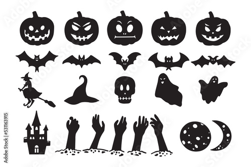 Halloween vector bundle with minimalistic illustrations ready for print, Cricut or Caneo Silhouette. photo