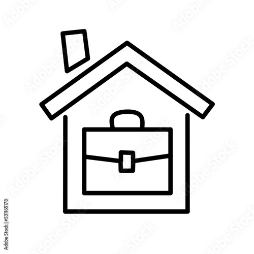 Work at home icon outline, on white background. Editable stroke Vector