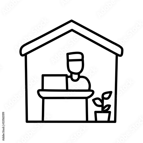 Workspace at home icon outline, on white background. Editable stroke Vector