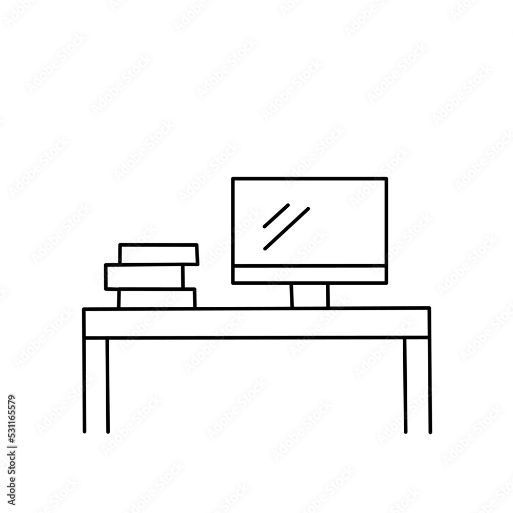 Workspace at home icon outline, on white background. Editable stroke Vector Workspace at home icon outline, on white background. Editable stroke Vector