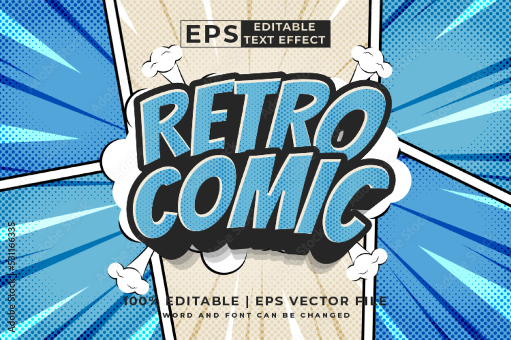 Editable text effect retro 3d Cartoon Comic style premium vector
