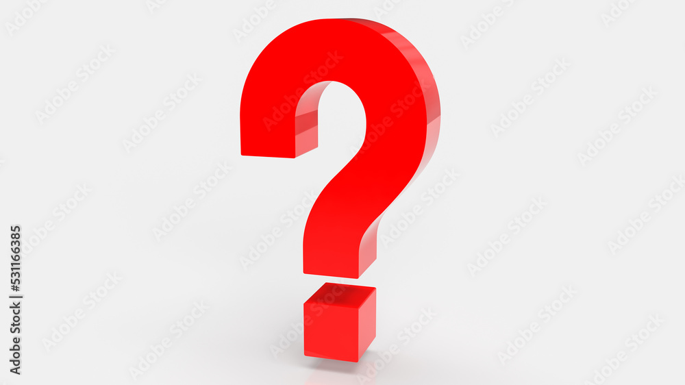 The red question on white background 3d rendering