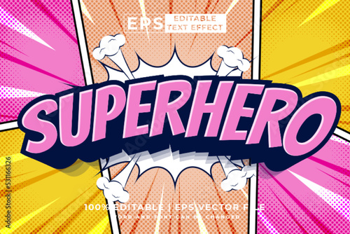 Editable text effect superhero 3d Cartoon Comic style premium vector