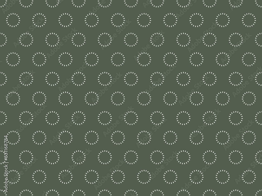 abstract simple white circles on green stroke dot polka seamless pattern, background, texture, wallpaper, banner, label, etc. vector design
