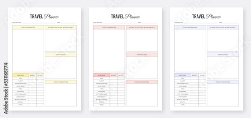 Travel Planner Template Design. Printable Travel Organizer Planner. Organizer & Schedule Planner. 3 Set of Minimalist Planners. Minimalist planner pages templates.