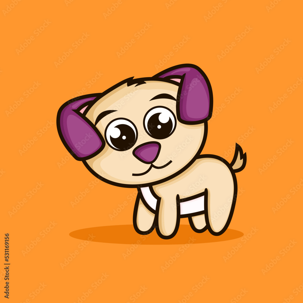 cute puppy. flat cartoon style. animal nature icon concept